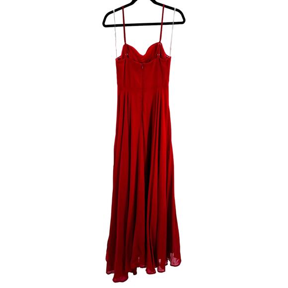LULU'S sz S Cause for Commotion Red Pleated Bustier Maxi Party Dress NEW B99 - Picture 3 of 8